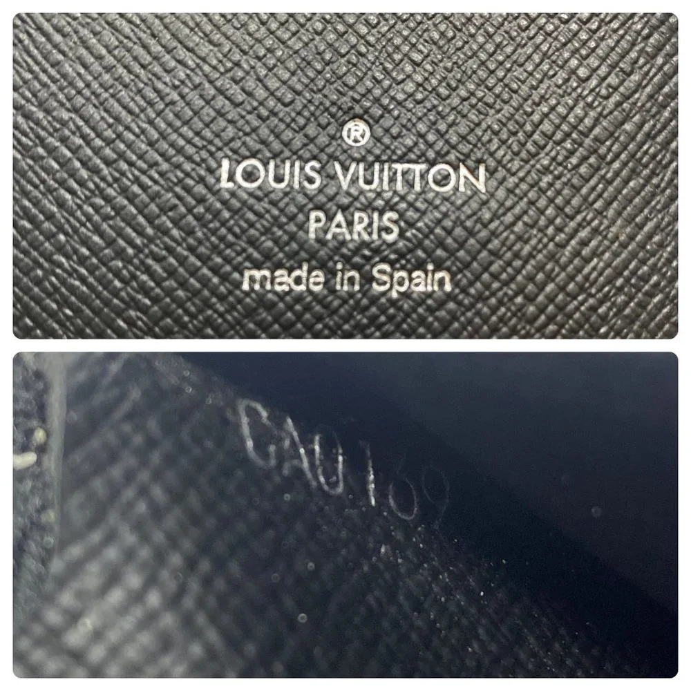 Louis Vuitton Black Epi Leather Zip Wallet with Gold Zipper